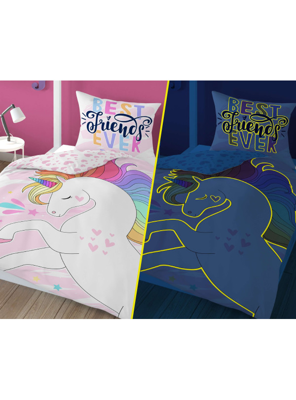 POŚCIEL 160x200 ŚWIECĄCA W CIEMNOŚCI JEDNOROŻEC 4537_A