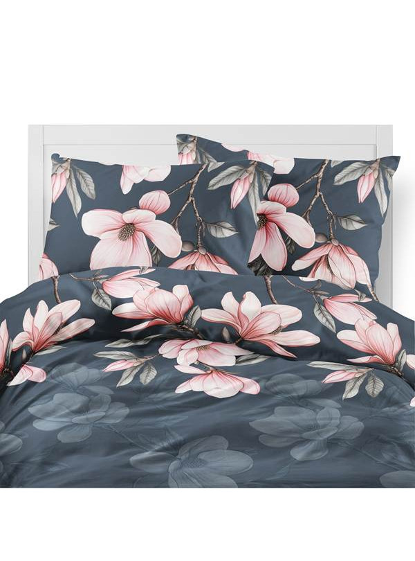 POŚCIEL FLANELOWA 200x220 W KWIATY CIEMNA 5625_A