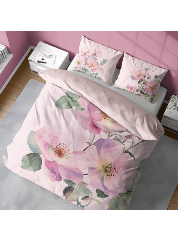 KOMPLET POŚCIELI 200x220 RÓŻOWA W KWIATY 5426_A