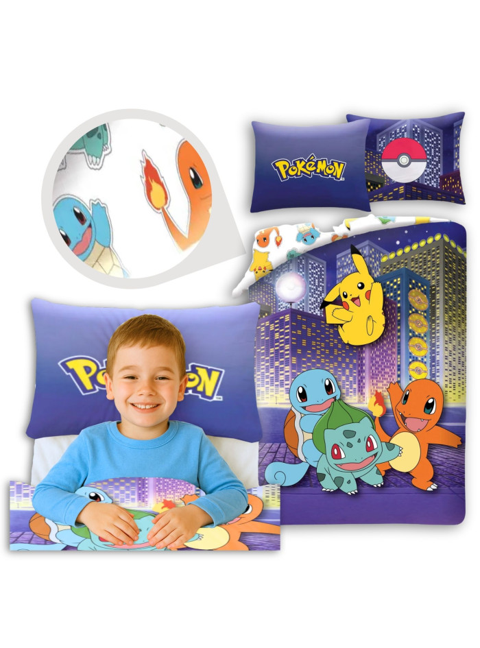 POŚCIEL 140x200 POKEMON PIKACHU FIOLETOWA