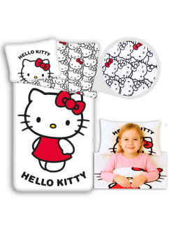 POŚCIEL HELLO KITTY 140x200 BIAŁA BAWEŁNIANA