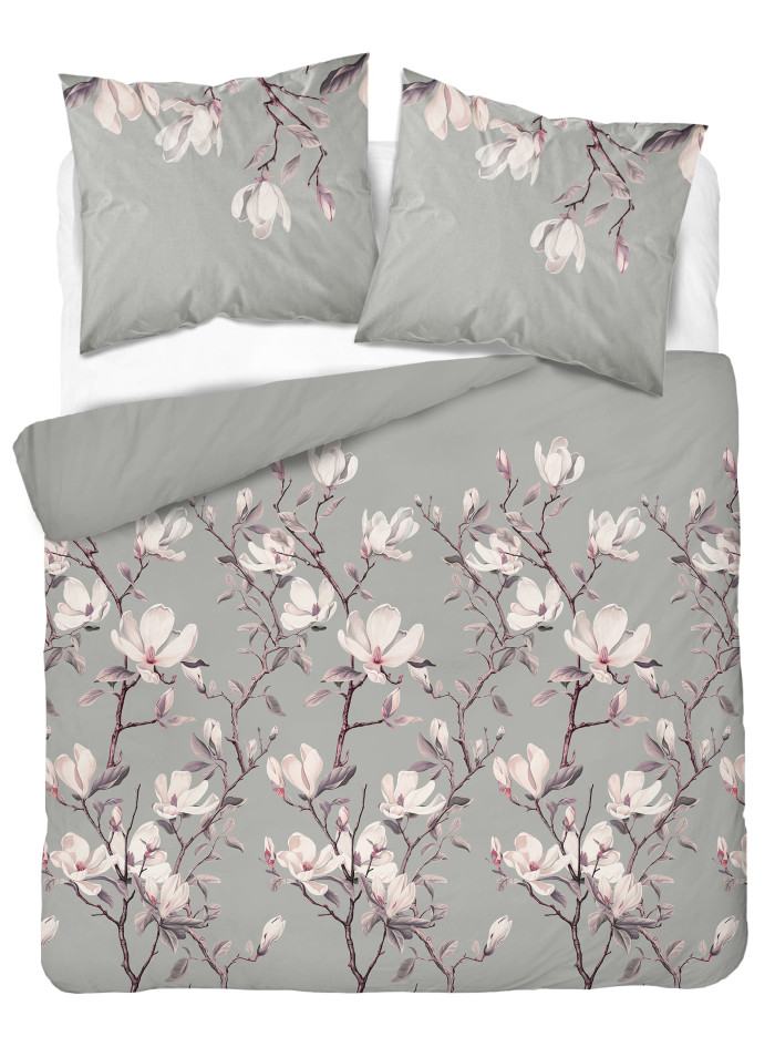 POŚCIEL BAWEŁNIANA 200x220 W KWIATY LIŚCIE 5497_B