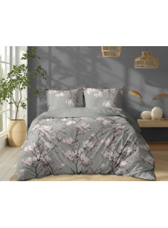 POŚCIEL BAWEŁNIANA 200x220 W KWIATY LIŚCIE 5497_B