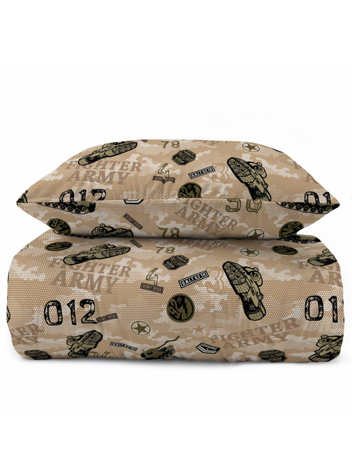 POŚCIEL MŁODZIEŻOWA 140x200 Z CZOŁGIEM MORO 5872_A