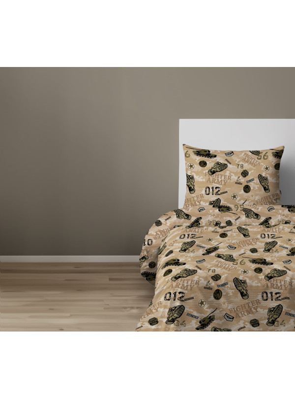 POŚCIEL MŁODZIEŻOWA 160x200 Z CZOŁGIEM MORO 5872_A