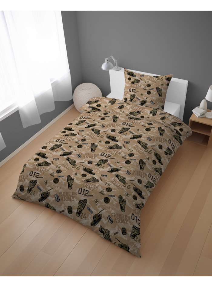 POŚCIEL MŁODZIEŻOWA 160x200 Z CZOŁGIEM MORO 5872_A