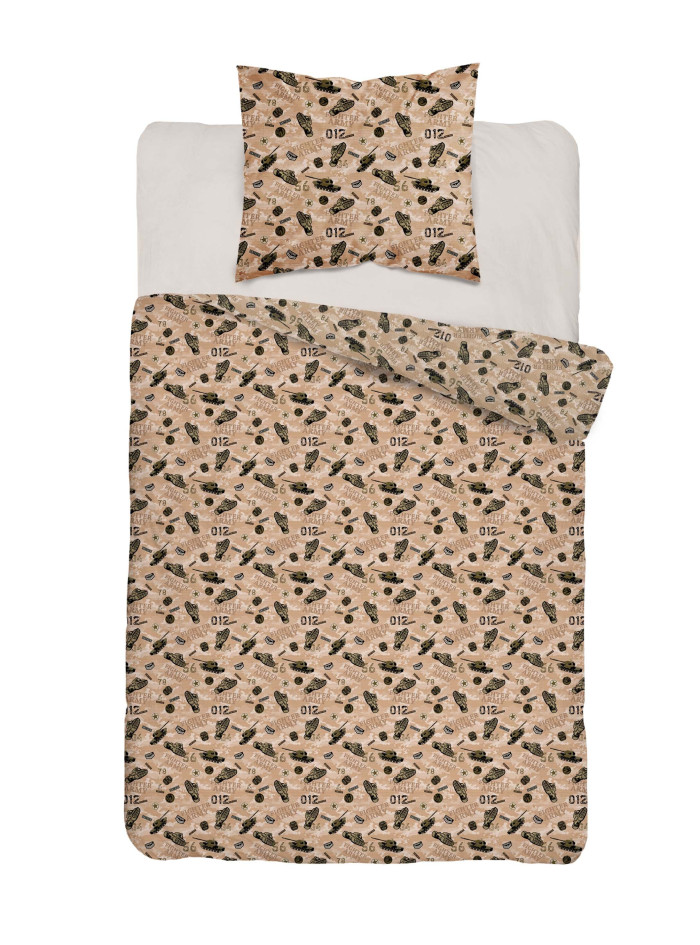 POŚCIEL MŁODZIEŻOWA 160x200 Z CZOŁGIEM MORO 5872_A