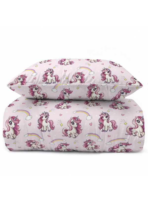 POŚCIEL MŁODZIEŻOWA 160x200 RÓŻOWA Z JEDNOROŻCEM 5873_A
