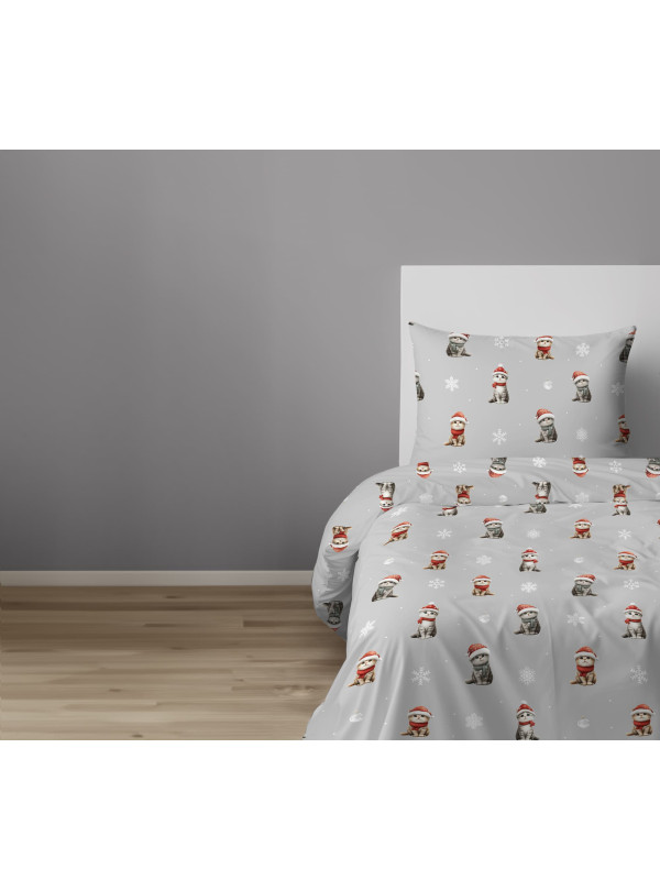 POŚCIEL MŁODZIEŻOWA 140x200 ŚWIĄTECZNA Z KOTKAMI 5875_A