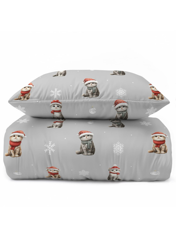 POŚCIEL MŁODZIEŻOWA 140x200 ŚWIĄTECZNA Z KOTKAMI 5875_A