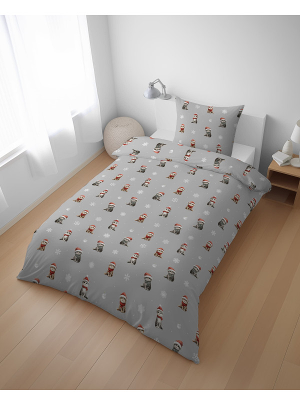 POŚCIEL MŁODZIEŻOWA 140x200 ŚWIĄTECZNA Z KOTKAMI 5875_A