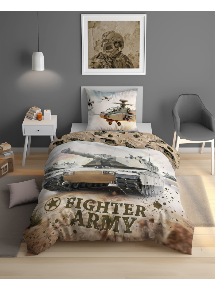 POŚCIEL Z CZOŁGIEM 160x200 DLA CHŁOPCA 5864_A