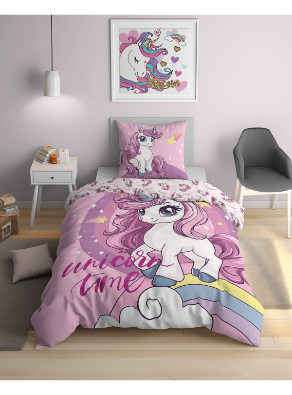 POŚCIEL Z JEDNOROŻCEM 140x200 RÓŻOWA 5865_A