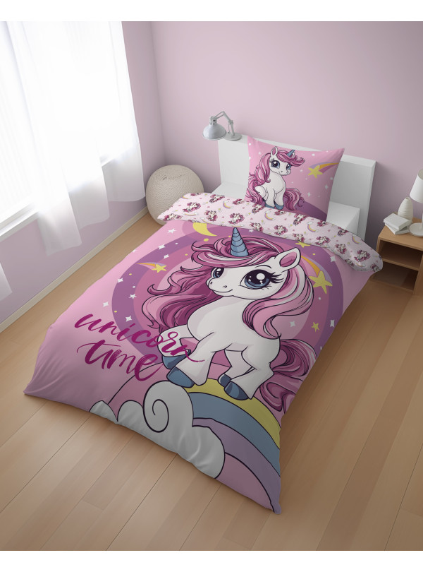POŚCIEL Z JEDNOROŻCEM 140x200 RÓŻOWA 5865_A