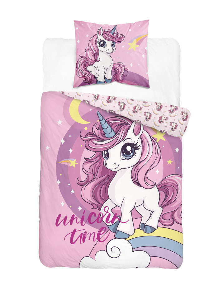 POŚCIEL Z JEDNOROŻCEM 160x200 RÓŻOWA 5865_A