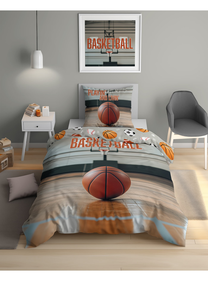 POŚCIEL MŁODZIEŻOWA 160x200 KOSZYKÓWKA 5866_A