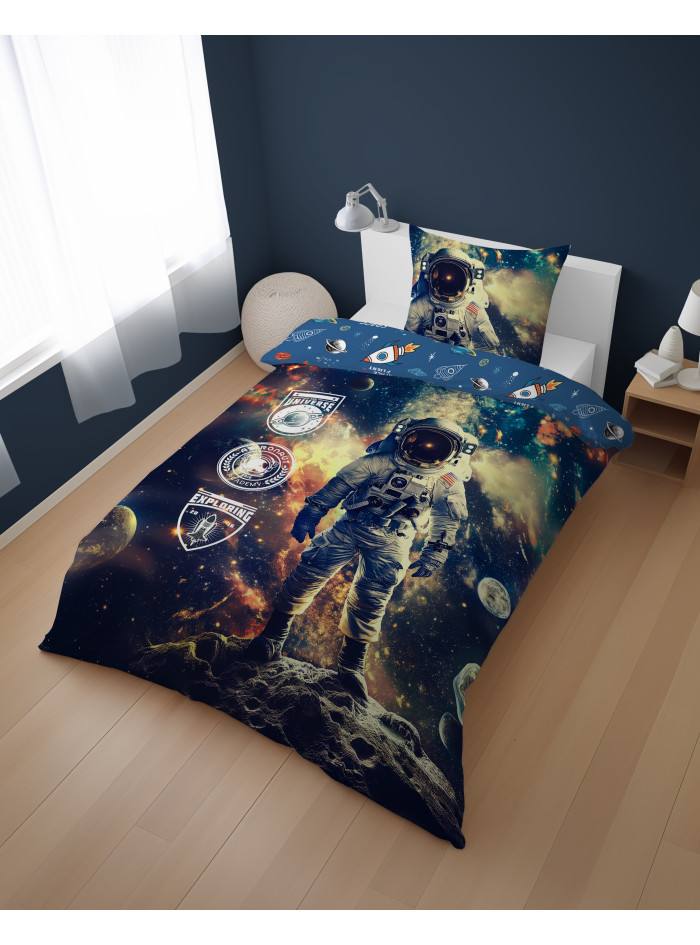 POŚCIEL MŁODZIEŻOWA 140x200 KOSMONAUTA 5869_A