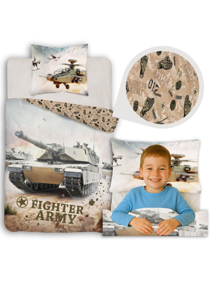 POŚCIEL Z CZOŁGIEM 140x200 DLA CHŁOPCA 5864_A
