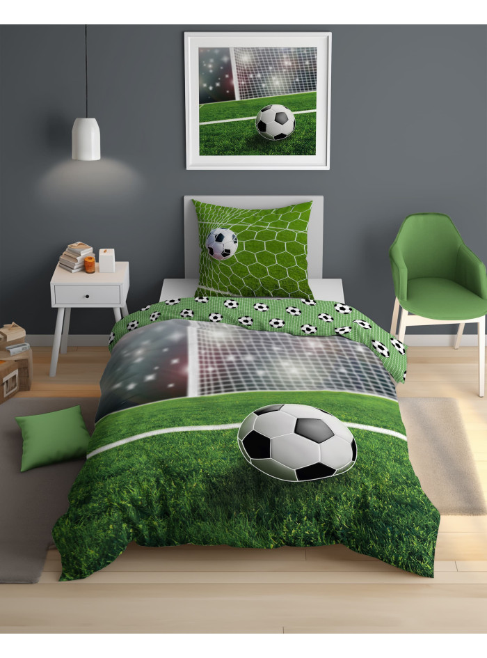 POŚCIEL 140x200 ŚWIECĄCA W CIEMNOŚCI PIŁKA NOŻNA 3685_A