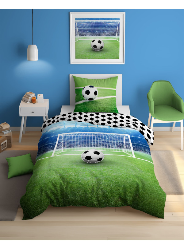 POŚCIEL 160x200 ŚWIECĄCA W CIEMNOŚCI PIŁKA NOŻNA 3855_A