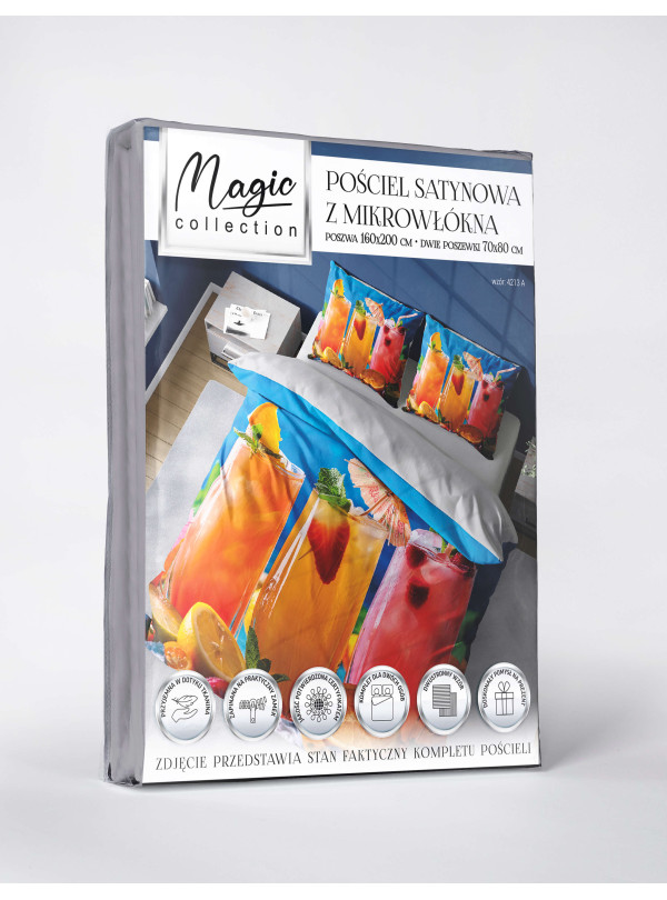KOMPLET POŚCIELI 160x200 DWUSTRONNA 3D DRINKI