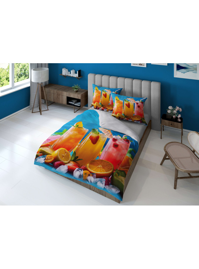 KOMPLET POŚCIELI 160x200 DWUSTRONNA 3D DRINKI