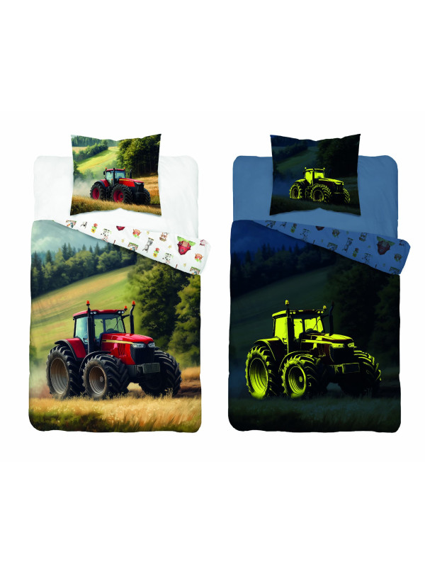 POŚCIEL 140x200 ŚWIECĄCA W CIEMNOŚCI CZERWONY TRAKTOR 5731A