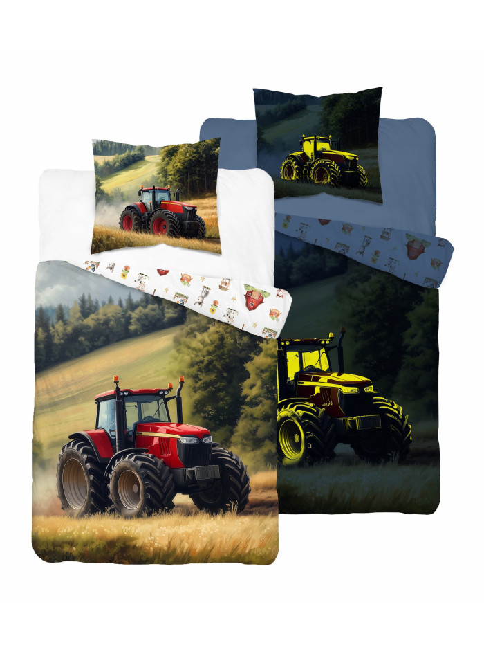 POŚCIEL 160x200 ŚWIECĄCA W CIEMNOŚCI CZERWONY TRAKTOR 5731A