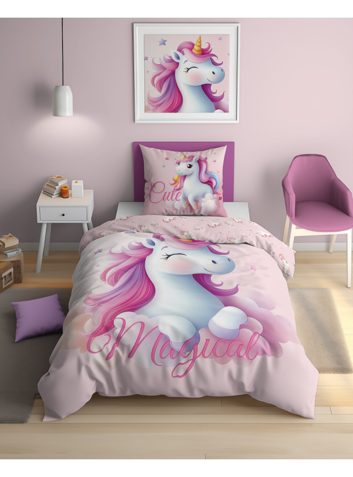 POŚCIEL 140x200 ŚWIECĄCA W CIEMNOŚCI JEDNOROŻEC 5732A