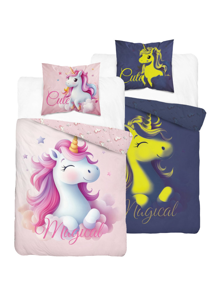 POŚCIEL 160x200 ŚWIECĄCA W CIEMNOŚCI JEDNOROŻEC 5732A