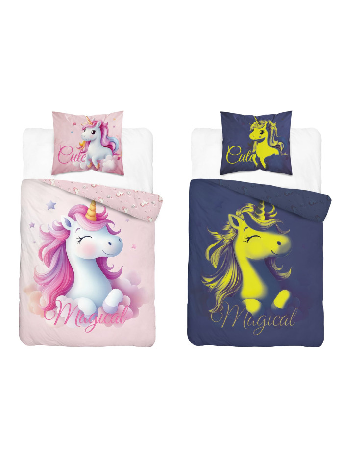 POŚCIEL 160x200 ŚWIECĄCA W CIEMNOŚCI JEDNOROŻEC 5732A