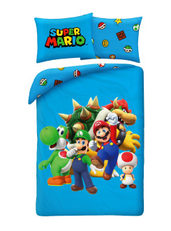 POŚCIEL 140x200 SUPER MARIO BROS LUIGI NIEBIESKA NO-668