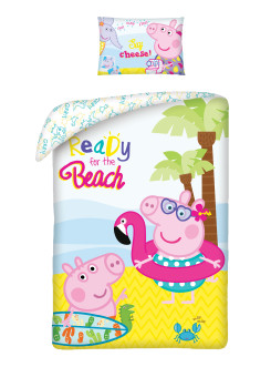 POŚCIEL BAWEŁNIANA 140x200 ŚWINKA PEPPA RÓŻOWA + WOREK PE-3266B