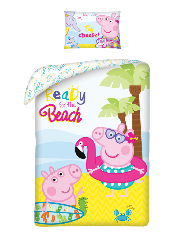 POŚCIEL BAWEŁNIANA 140x200 ŚWINKA PEPPA RÓŻOWA + WOREK PE-3266B