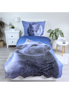 POŚCIEL BAWEŁNIANA 140x200 CM CZARNY KOT 2