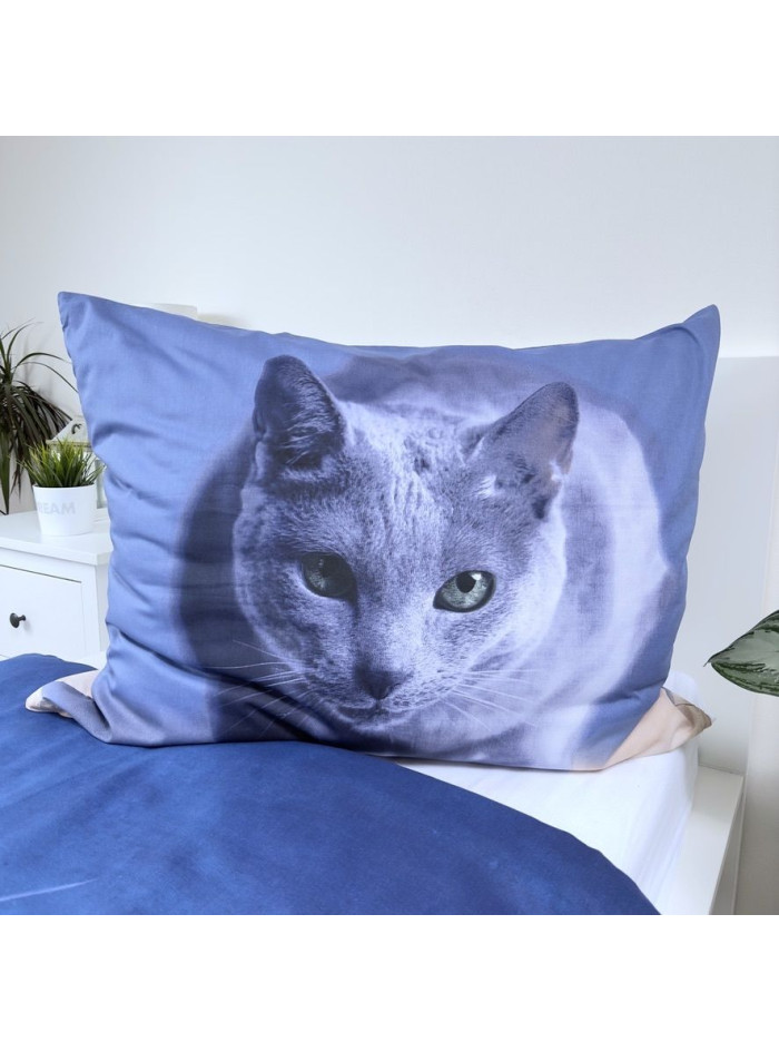 POŚCIEL BAWEŁNIANA 140x200 CM CZARNY KOT