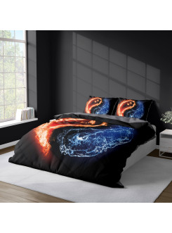 KOMPLET POŚCIELI 160x200 DWUSTRONNA 3D YING YANG 2