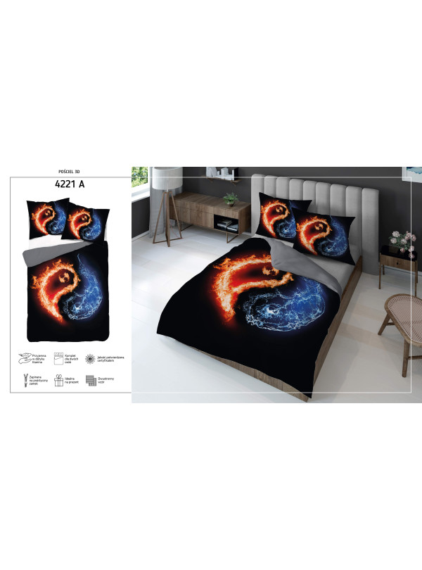 KOMPLET POŚCIELI 160x200 DWUSTRONNA 3D YING YANG