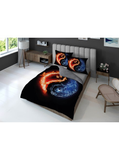 KOMPLET POŚCIELI 160x200 DWUSTRONNA 3D YING YANG