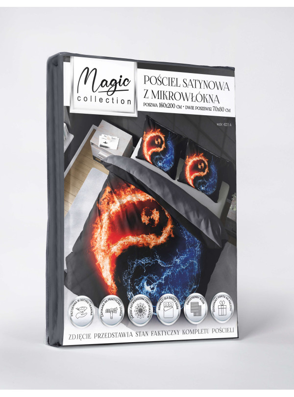 KOMPLET POŚCIELI 160x200 DWUSTRONNA 3D YING YANG