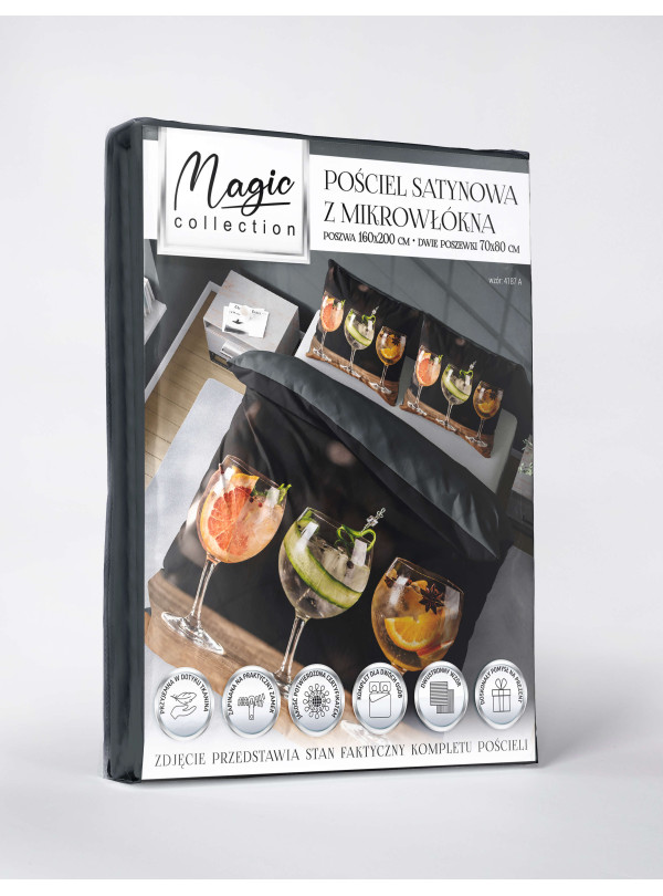 KOMPLET POŚCIELI 160x200 DWUSTRONNA 3D KIELISZKI