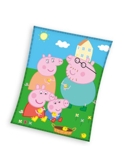 KOC KOCYK KORALOWY 150x200 ŚWINKA PEPPA GEORGE MAMA TATA