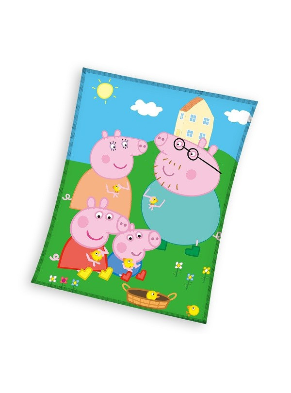 KOC KOCYK KORALOWY 150x200 ŚWINKA PEPPA GEORGE MAMA TATA