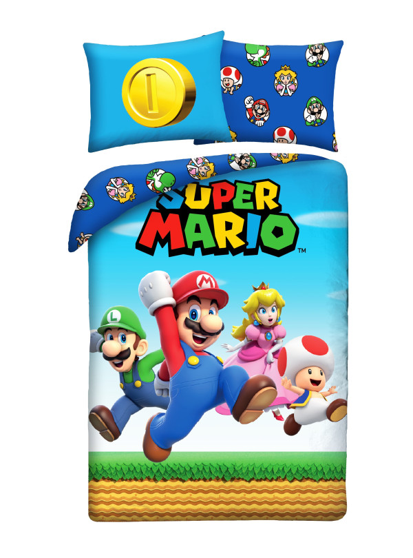 POŚCIEL 140x200 SUPER MARIO BROS LUIGI NIEBIESKA NO-805BL