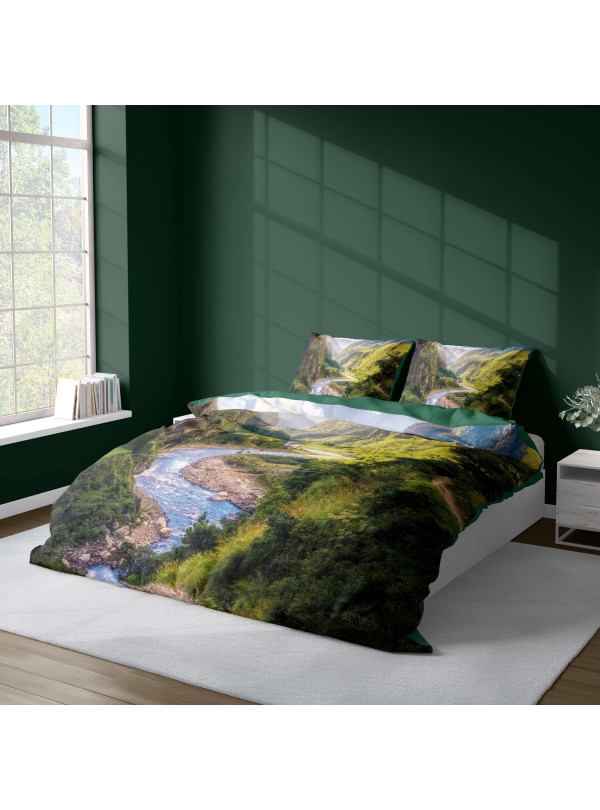 KOMPLET POŚCIELI 160x200 DWUSTRONNA 3D WIDOK RZEKI
