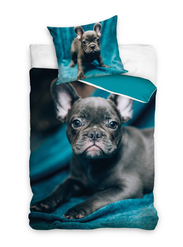 POŚCIEL 140x200 BULDOG FRANCUSKI BAWEŁNIANA