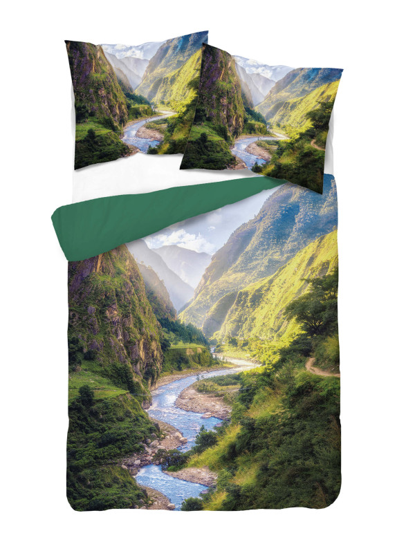 KOMPLET POŚCIELI 160x200 DWUSTRONNA 3D WIDOK RZEKI
