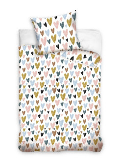 POŚCIEL 140x200 W SERDUSZKA BAWEŁNIANA NL-043