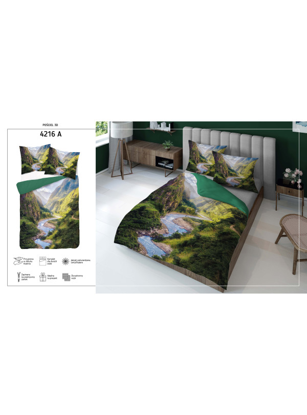 KOMPLET POŚCIELI 160x200 DWUSTRONNA 3D WIDOK RZEKI