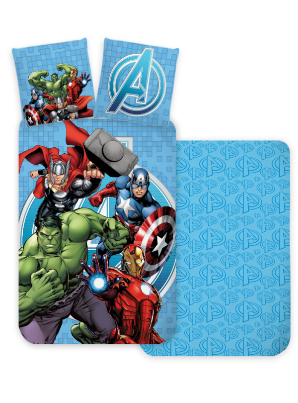 POŚCIEL DO ŁÓŻECZKA 100x135 NIEBIESKA AVENGERS